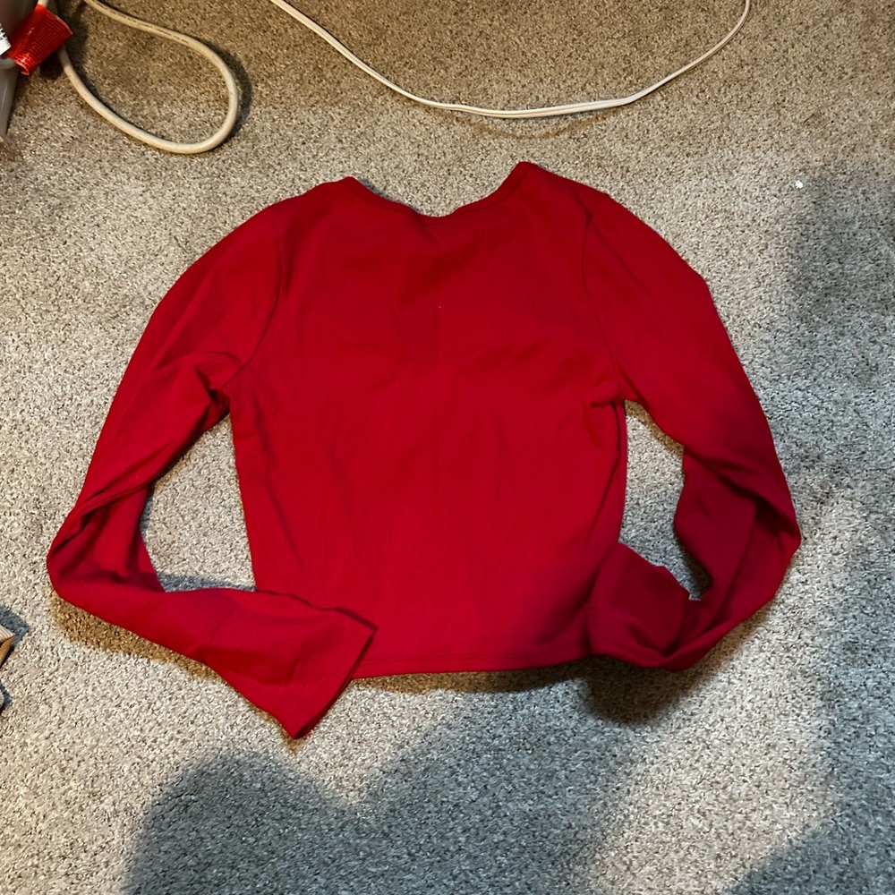 BOZZOLO | Red Ribbed Long Sleeve - Picture 4 of 4